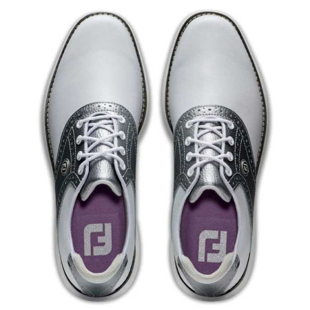 FOOTJOY - Chaussures de Golf Femme Traditions Blanc/Argent M 97990