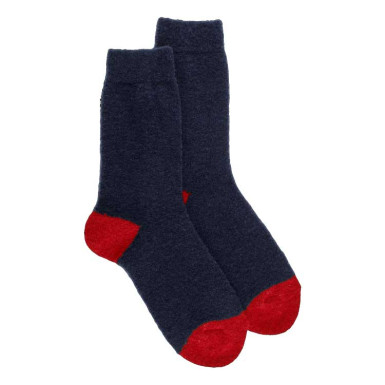 DORE DORE - Chaussettes Femme Laine Polaire Bicolore Marine/Ponceau